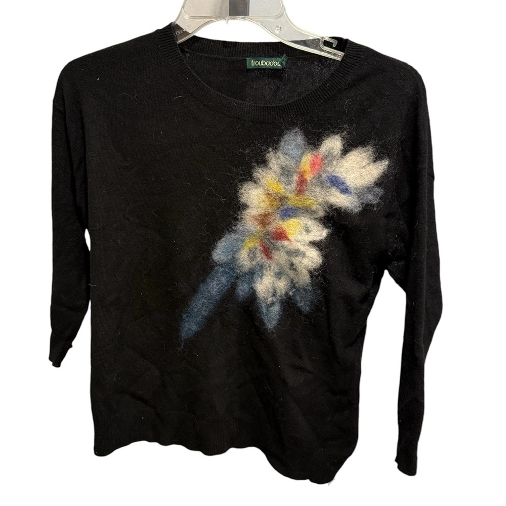 Anthropologie Troubadour Black Wool Cashmere Blend Sweater, size Small